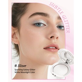 Face Highlighter Powder Palette, Waterproof Long Lasting Shimmer Diamond White Silver Glow Highlighting Bronzer Eye Facial Contour Cream Makeup Palette, Illuminator for Women Eyeshadow Body Cheek-01