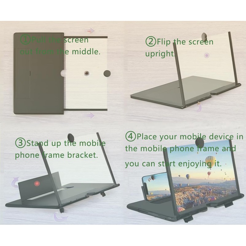 12-inch Phone Screen Magnifier, Foldable Phone Stand with Screen Magnification