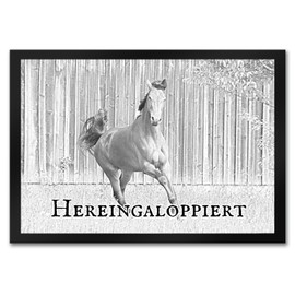 trendaffe Galloping Door Mat with Horse for Every Horse Lover A Must Have Rider Shoe Scraper with Horse Motif in Grey