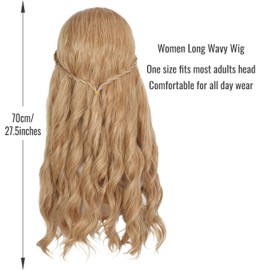 Cosela Women Princess Elf Long Wavy Costume Wig Middle Part Hippie Renaissance Party Cosplay Wigs