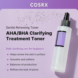 COSRX AHA/BHA - Tónico de tratamiento 5.07 onzas líquidas, espray exfoliante facial para puntos blancos, poros y piel irregular, tónico coreano, no probado en animales, cuidado de la piel coreano