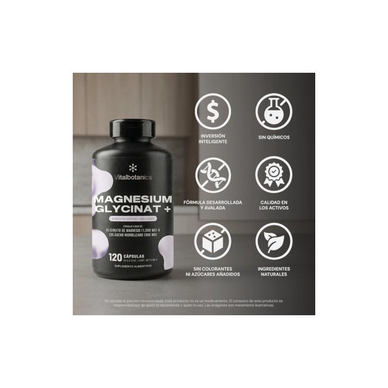 Glicinato Magnesio 120 Capsulas 500mg Meses Vitalbotanics Multivitaminico Colágeno Suplementos