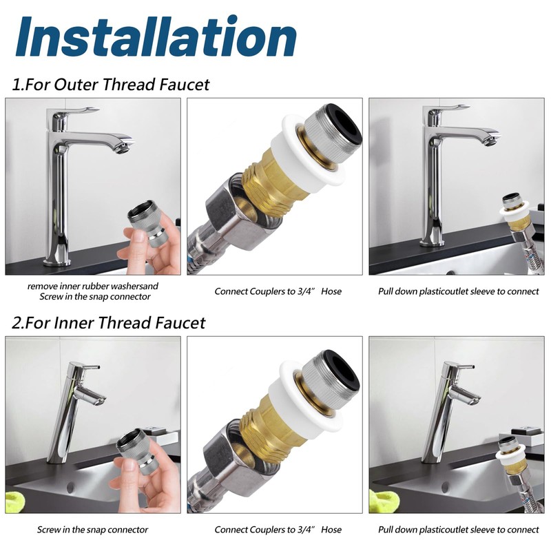 Dishwasher Snap Coupling Adapters, Faucet Adapter for Portable Washer Compatible
