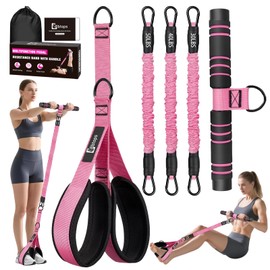Bbtops Pedal Resistance Band with Handle for Women Men, Pink
