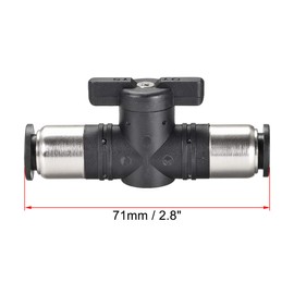 sourcing map Pneumatic Ball Valve, Push to Connect Shut off Valve, 10mm Inner Diameter, for Air Flow Control, Plastic Zinc Alloy Black