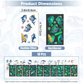 10 Sheets Luminous Shark Temporary Tattoos for Kids,Glow in the Dark Shark Fake Tattoos Stickers Ocean Animal Birthday Party Favors Supplies for Kids Boys Girls Birthday Gifts