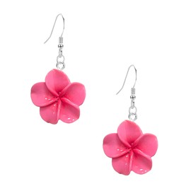 Vavhoo Colorful Resin Plumeria Flower Earrings Tropical Frangipani Floral Dangle Earrings for Women Lightweight Boho Summer Jewelry (Hot Pink)
