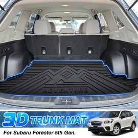 T TGBROS Cargo Mat for Subaru Forester 2019-2024 All Weather TPE Trunk Liner for Forester Accessories Heavy Duty Non-Slip Rear Cargo Mat Behind 2nd Row Black(Fits 5 Passenger)