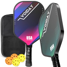 Pickleball Paddles Set of 2, USAPA Approved Fiberglass Pickle Ball Paddles with 4 Pickle Balls, Durable &Lightweight Racket for Beginners, Pros, Men, Women, Adults, Kids (Mix)