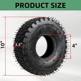 2 Set 4.10/3.50-4 Tire and Inner Tube with Bent Valve Stem, Heavy Duty Replacement Tire Inner Tubes Set for Lawn Mowers Garden Rototiller Snow Blower Hand Truck Wheelbarrow