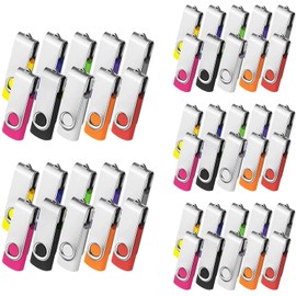AreTop USB Sticks, 4 GB, Pack of 50, USB 2.0 Memory Stick, USB Stick Key Ring, Flash Drive 50 Pieces, Multicoloured Rotating Memory Stick USB Set