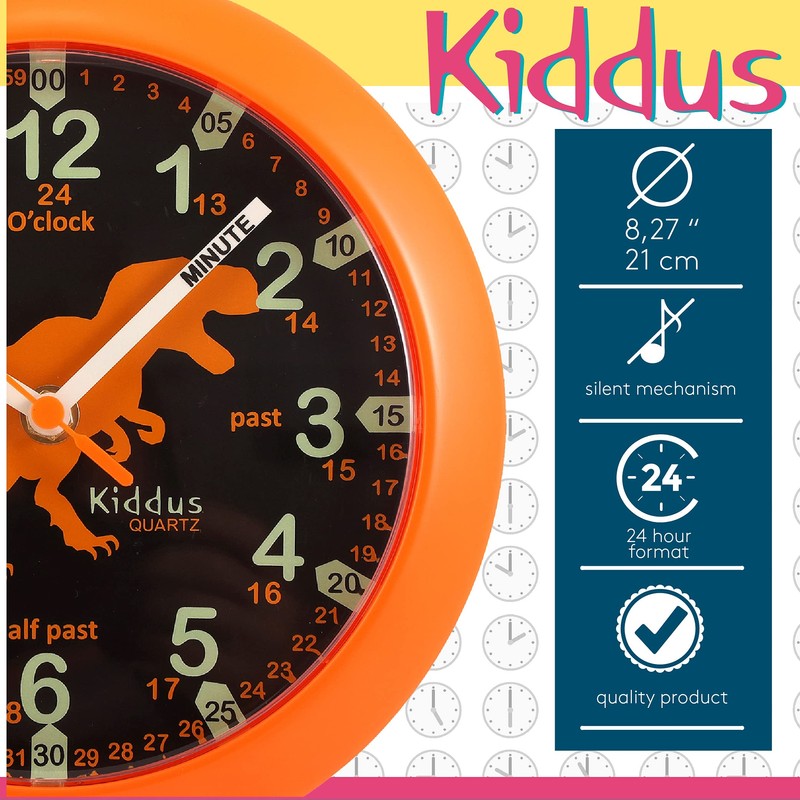 Kiddus Wall Clock for Children, Boys and Girls, Analogue Time