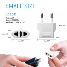 Farsa Life Pack of 4 European Plug Adapter US to Europe Adapter Type C Outlet for America USA Italy Spain Germany France EU in White Color