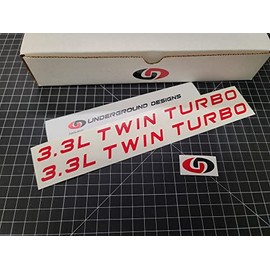 3.3L Twin Turbo Decals (2-Pack) Hood Fender Window Racing Stickers Fits 2017-2023 Kia Stinger GT Lambda II T-GDI V6 (Gloss Red)