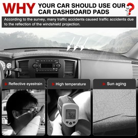 Autorder Dashboard Cover Mat for 2006-2008 Dodge Ram 1500 2500 3500,2009 Dodge Ram 2500 3500 4500 5500,2010 Dodge Ram 4500 5500 Accessories Dash Cover Velvet Dash Mat(Without Cutout for Dash Speakers)