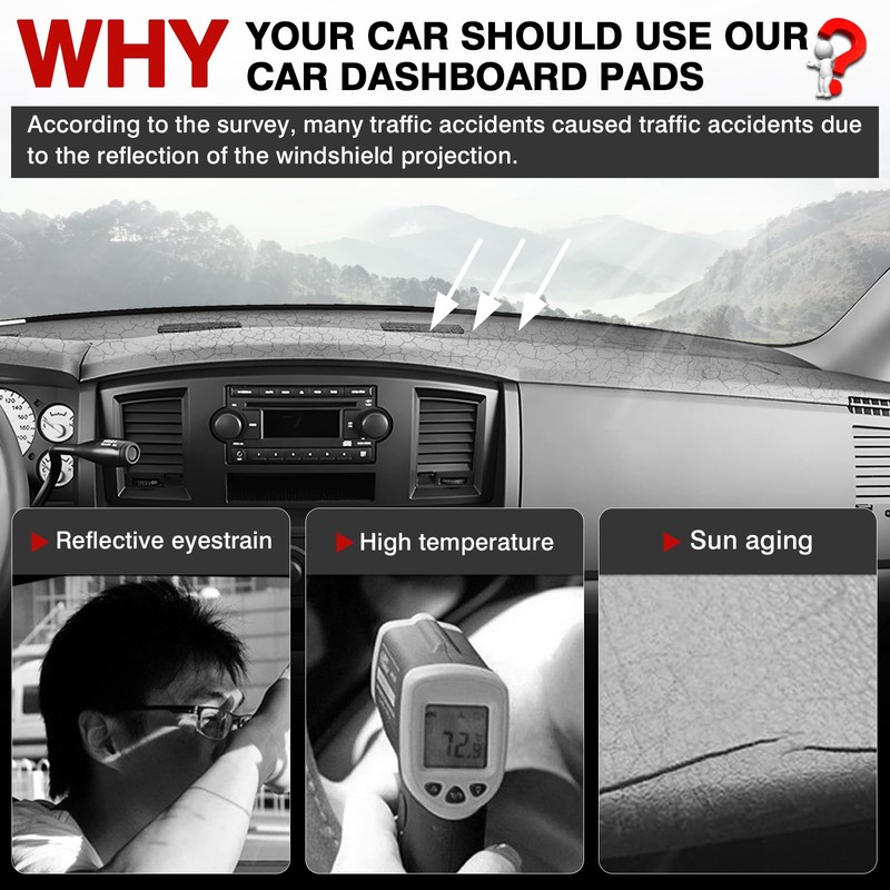 Autorder Dashboard Cover Mat for 2006-2008 Dodge Ram 1500 2500