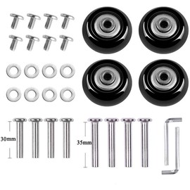 LOTOWELZON 4Pcs Set Luggage Replacement Wheels 40mm with 6mm(0.24") Bearings Repair Kits ABEC 608zz for Suitcase and Inline Outdoor Skate and Caster Board (40 * 18mm/1.57"*0.7")