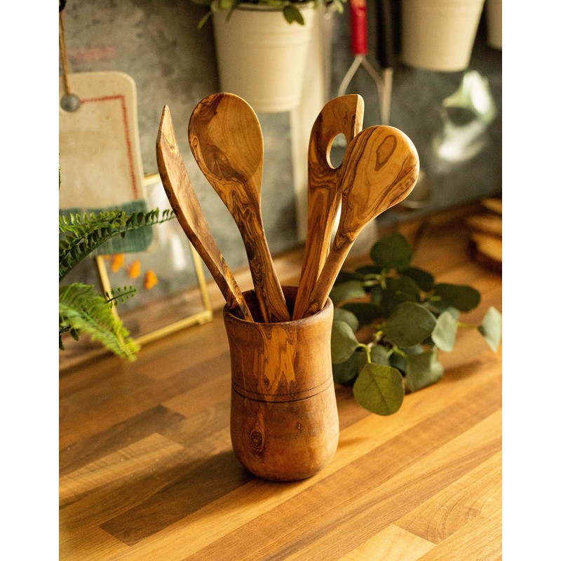 Benera Kitchen Utensil Set Made of Real Olive Wood, 4