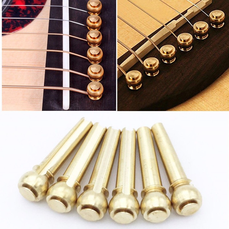 GOSONO 6pcs Acoustic Guitar String Bridge Pins Solid Copper Brass