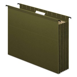 Pendaflex Hanging File Folders, SureHook Reinforced Extra Capacity Hanging Pockets, Letter Size, 3.5" Expansion, Full-Height Sides, Tear-Resistant, Standard Green, 4/Pack