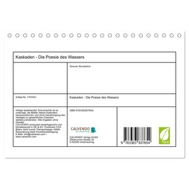 Kaskaden - The Poetry of Water Desk Calendar 2025 DIN A5 Landscape CALVENDO Monthly Calendar