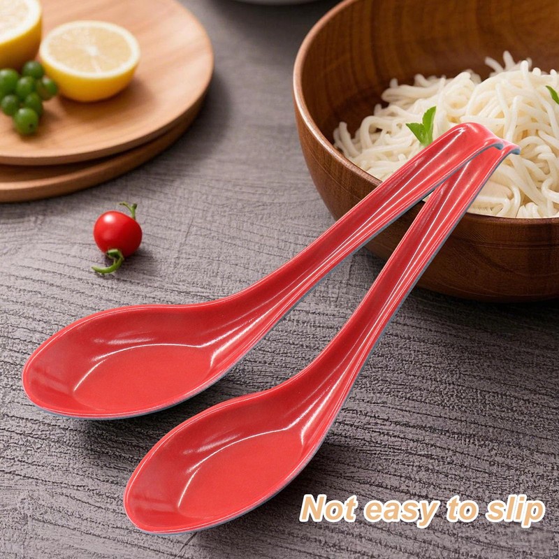 Cjueiom 6Pcs Rice Spoons, Chinese Soup Spoons with Hook for