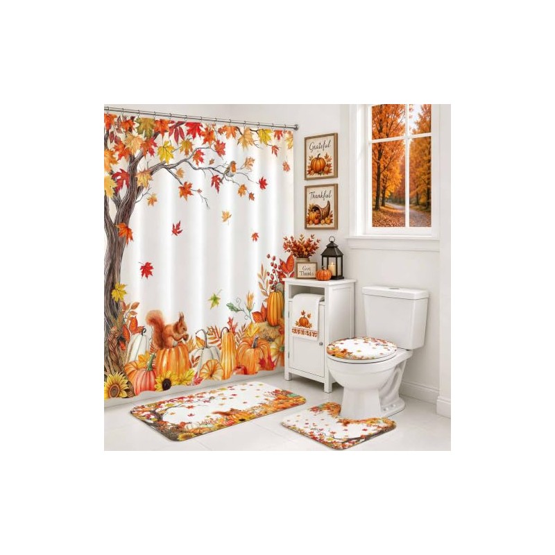 Mocsicka Juego de Cortinas de Ducha de otoño de 4