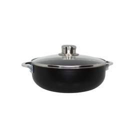 IMUSA 3.2Qt Bistro Ceramic Nonstick Caldero/Dutch Oven with Glass Lid, Black