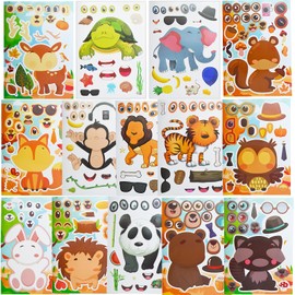 28 Sheets Cute Make-a-face Stickers Make Your Own Animal Mix and Match Sticker Sheets Farm Animals Craft Stickers for Toddlers Classroom Birthday Party Gift Supplies(14 Styles)