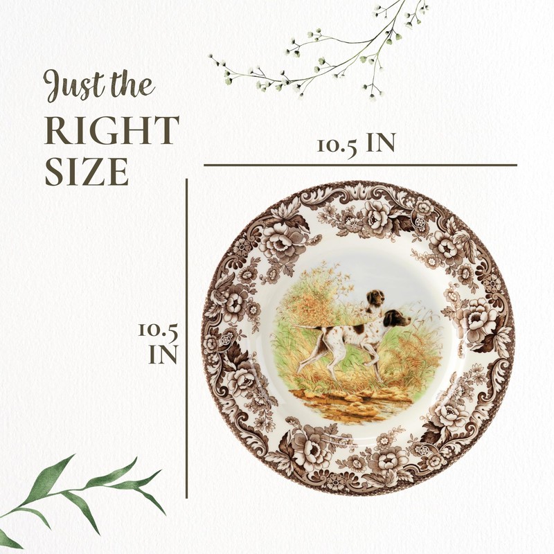 Spode Woodland Hunting Dogs Flat Coated Pointer Dinner Plate