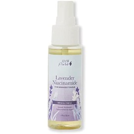 100% PURE Lavender Niacinamide Pore Minimizer Tonique Facial Purify & Tone Skincare with Witch Hazel Balancing Face Mist Helps Calm Firm & Minimize The Look of Pores & Wrinkles, Vegan - 1.7 fl oz