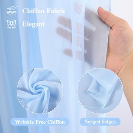 PARTISKY Wedding Arch Draping Fabric, 1 Panel 18FT Baby Blue Sheer Backdrop Curtain Chiffon Fabric Drapes Arbor Drapery Wedding Ceremony Reception Swag Decorations Bayby Blue Drapes Curtain