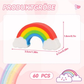 Pack of 60 Rainbow Erasers, Colourful Erasers, Children's Funny Erasers, Painting Erasers, Students, School Supplies, Stationery for Schools, Offices and Party Favours, Birthday