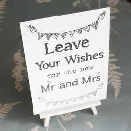 Wedding Card Box/Guest Book White Sign 'Leave Your Wishes' Sign And Easel
