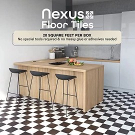Achim Imports (Home Improvement) Nexus Self Adhesive 12-Inch Vinyl Floor Tiles, 20 Tiles - 12" X 12", Black & Whi