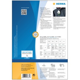 HERMA 6872 Sturdy Tags Perforated 100 Sheets 52.5 x 93.5 mm 12 per A4 Sheet Pack of 1200 Printable Matt Blank Price Tags Product Tags Made of Paper/Foil/Paper Composite, White