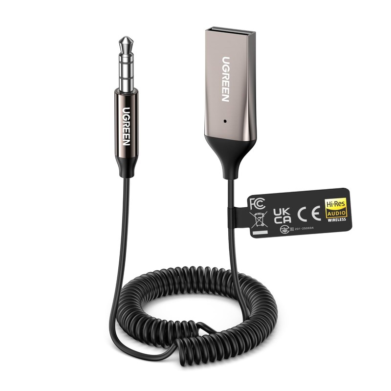 UGREEN Adaptador Aux a Bluetooth 6.0 para Coche con LDAC,