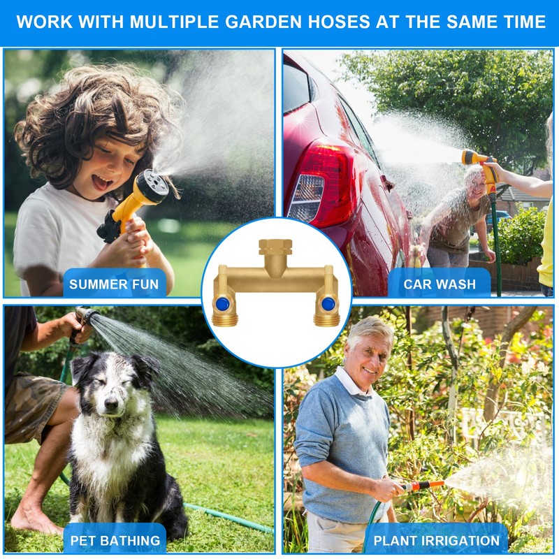 Brass Garden Hose Splitter, Garden Hose Splitter 2 Way Heavy