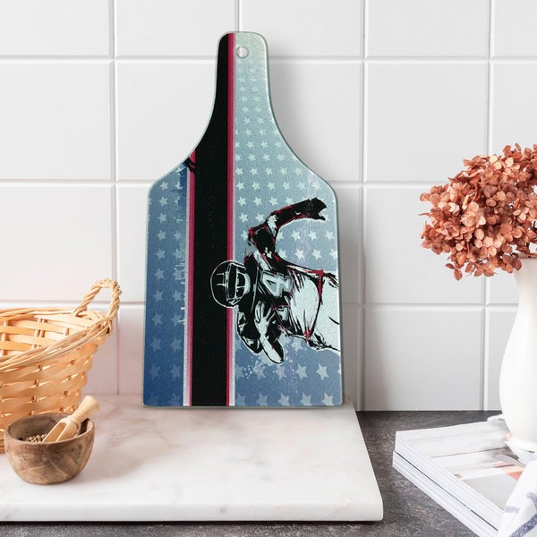 Ambesonne Americana Cutting Board, Baseball American Football Player Running in