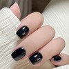 WAFOLOZE Black Press on Nails Short, 24pcs Nails Press on