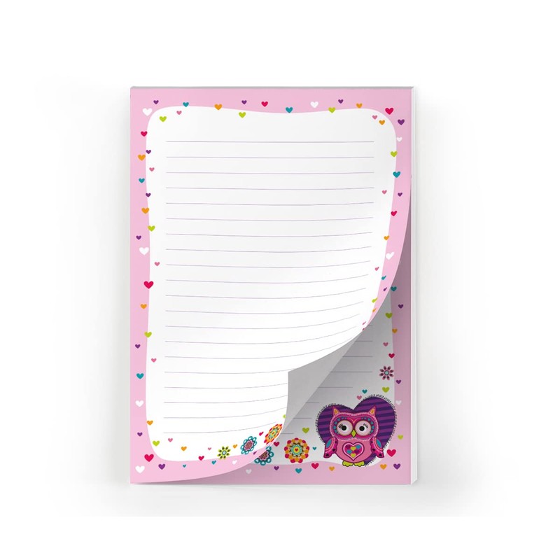 JuNa-Experten A5 Letter Paper Set with Envelopes Owl for Girls