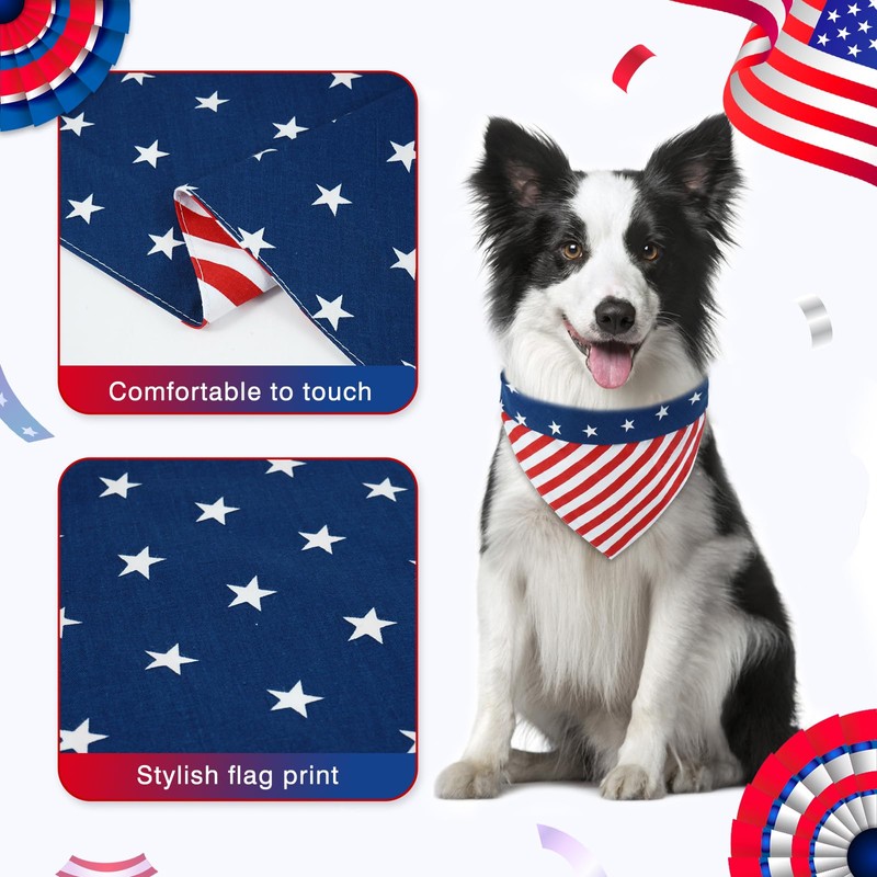 E-Clover 4th of July Dog Bandanas & Matching Scrunchie Set