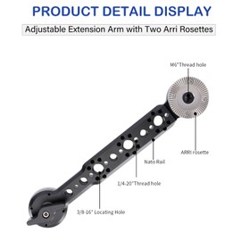 NICEYRIG Rosette Extension Arm with Nato Rail & Locating Holes for ARRI Standard Applicable Handgrip Gear for Camera Shoulder Rig