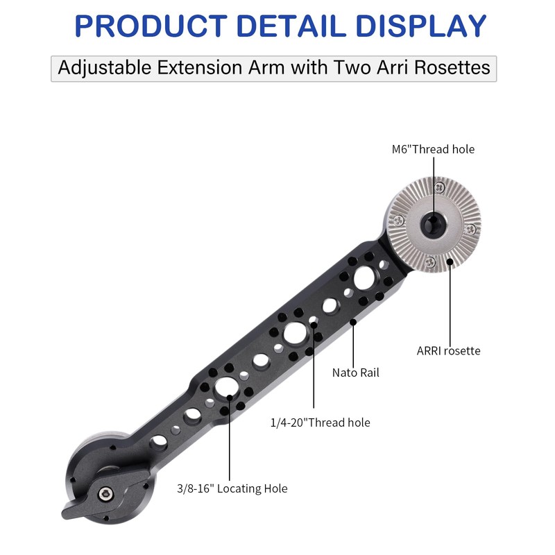 NICEYRIG Rosette Extension Arm with Nato Rail & Locating Holes
