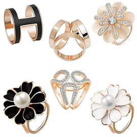 Pack of 6 Brooches Clip Scarf Clip Metal with Fabric Ring Scarf Three Rings Buckle for Wedding Dresses, Bags, Clothing, Hats, Scarves, One Size, Stainless Steel, No, Stainless Steel, No