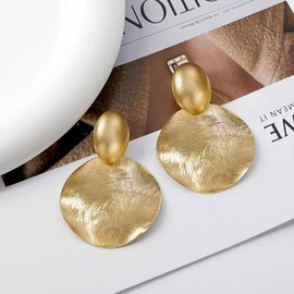 Women's Gold Earrings, Gold Earrings, Gold Drop Earrings, Gold Dangle Earrings, Hypoallergenic, Jewellery for Women and Girls, Stainless Steel, No Gemstone