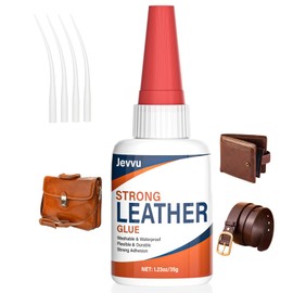 Jevvu Leather Glue, 35g Strong Permanent Adhesive, Clear Leather Repair Glue for Jackets, Purses, Furniture, Car Seat, Shoes, Handbags, Leathercraft
