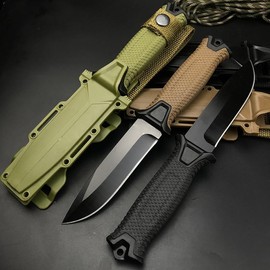Outdoor Knife,Outdoor Straight Knife With Scabbard,Outdoor Survival,Belt-Mounted,High Quality Steel,Reinforced Nylon Handle And Portable Design,Survival Tool for Outdoor Daily Carry,Gifts for Men Who Love Camping:_black