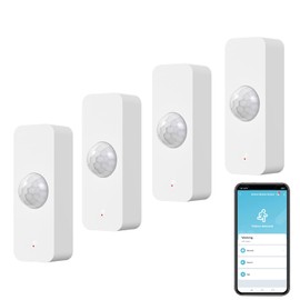 WiFi Motion Sensor, Intelligent Motion Sensor for Home Security, Wireless Motion Sensor with Remote Monitoring App, Voice Command Compatible with Alexa, 4 Pack