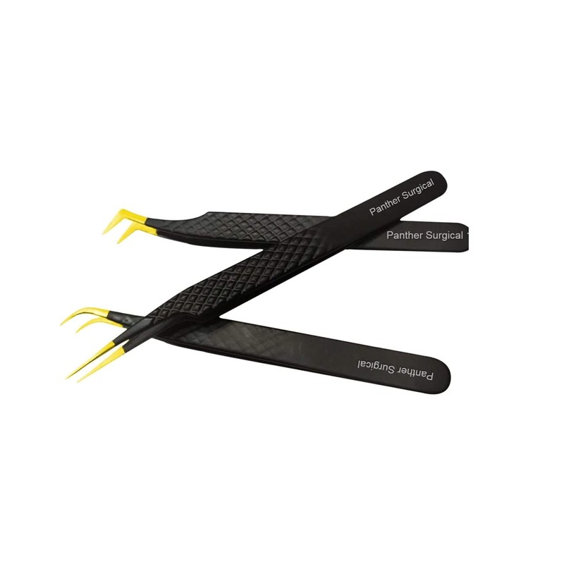 Stainless Steel Eyelash Extension Tweezers Straight, Curved,Angled Set of 3